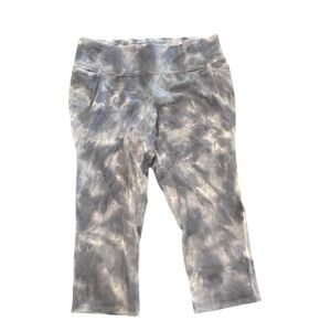 Livi Women's Grey Tie Dye Stretch High Rise Cropped Leggings Size 18/20 Sporty